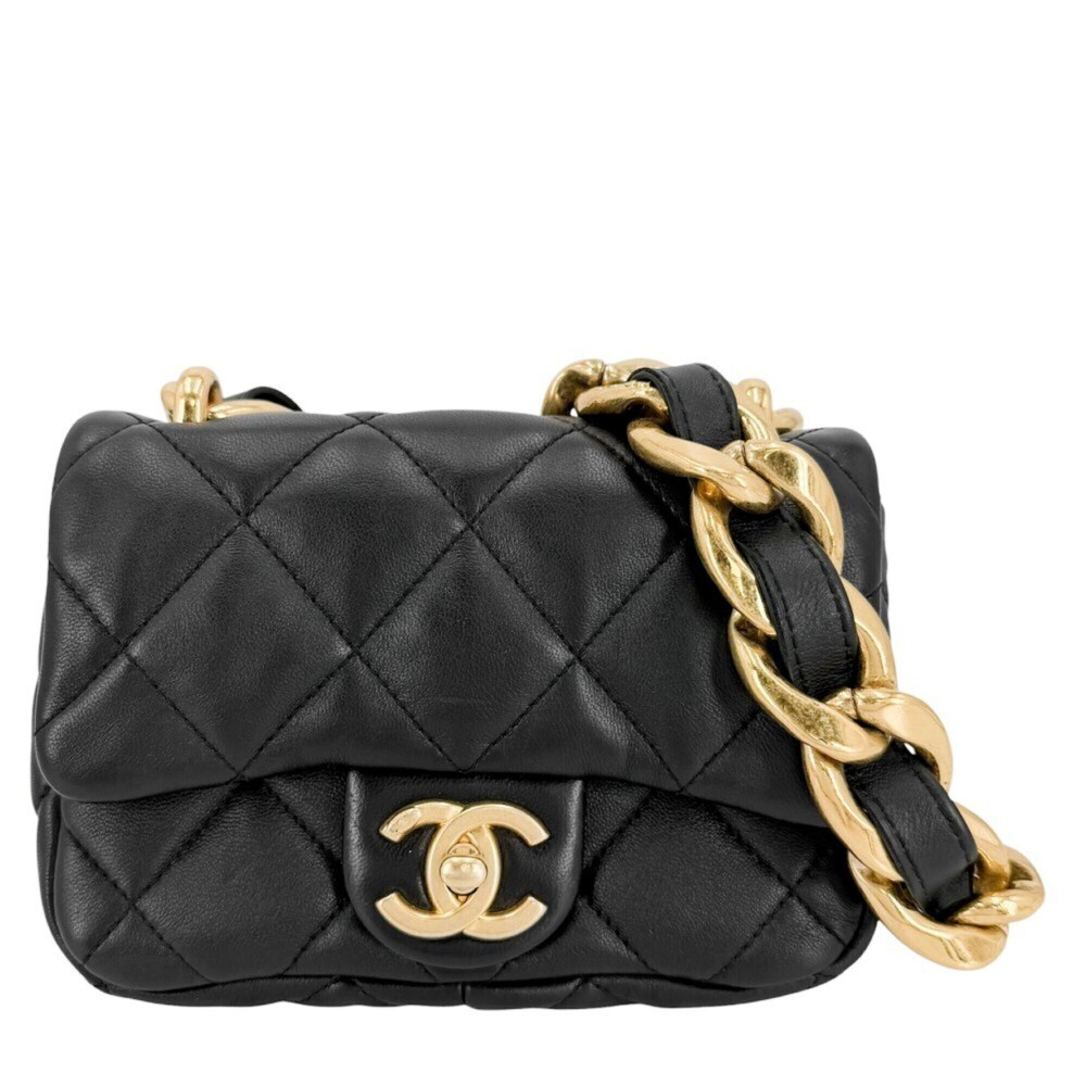 Chanel Women's Matelassé Shoulder Bag, Coco Mark, Chain Strap, Square Mini La...